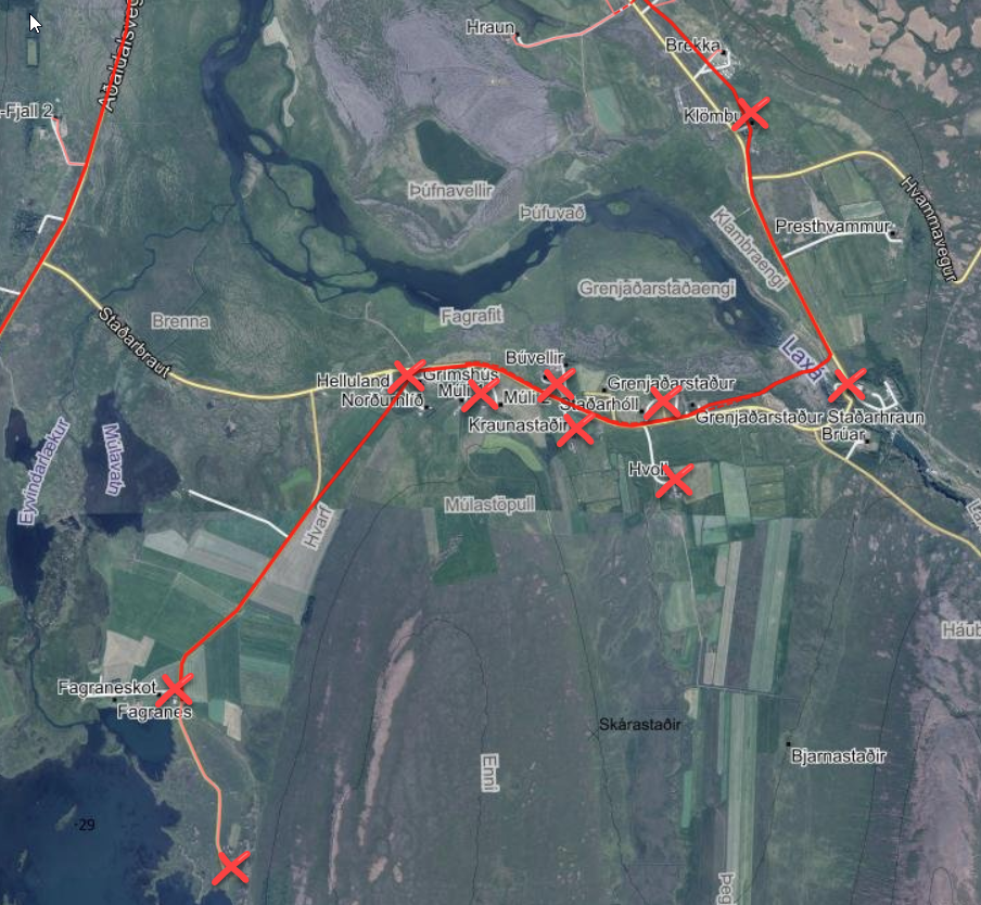 Heitavatnslaust vestan Laxár ásamt Klömbur og Laxárvirkjun mánudaginn 1. september