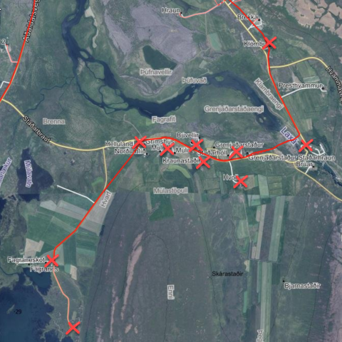 Heitavatnslaust vestan Laxár ásamt Klömbur og Laxárvirkjun mánudaginn 1. september