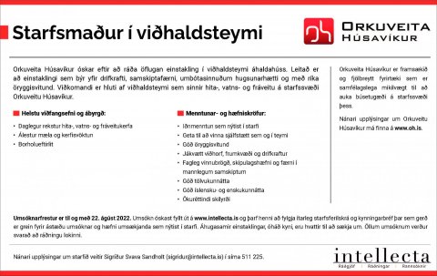 Óskað eftir starfsmanni í viðhaldsteymi